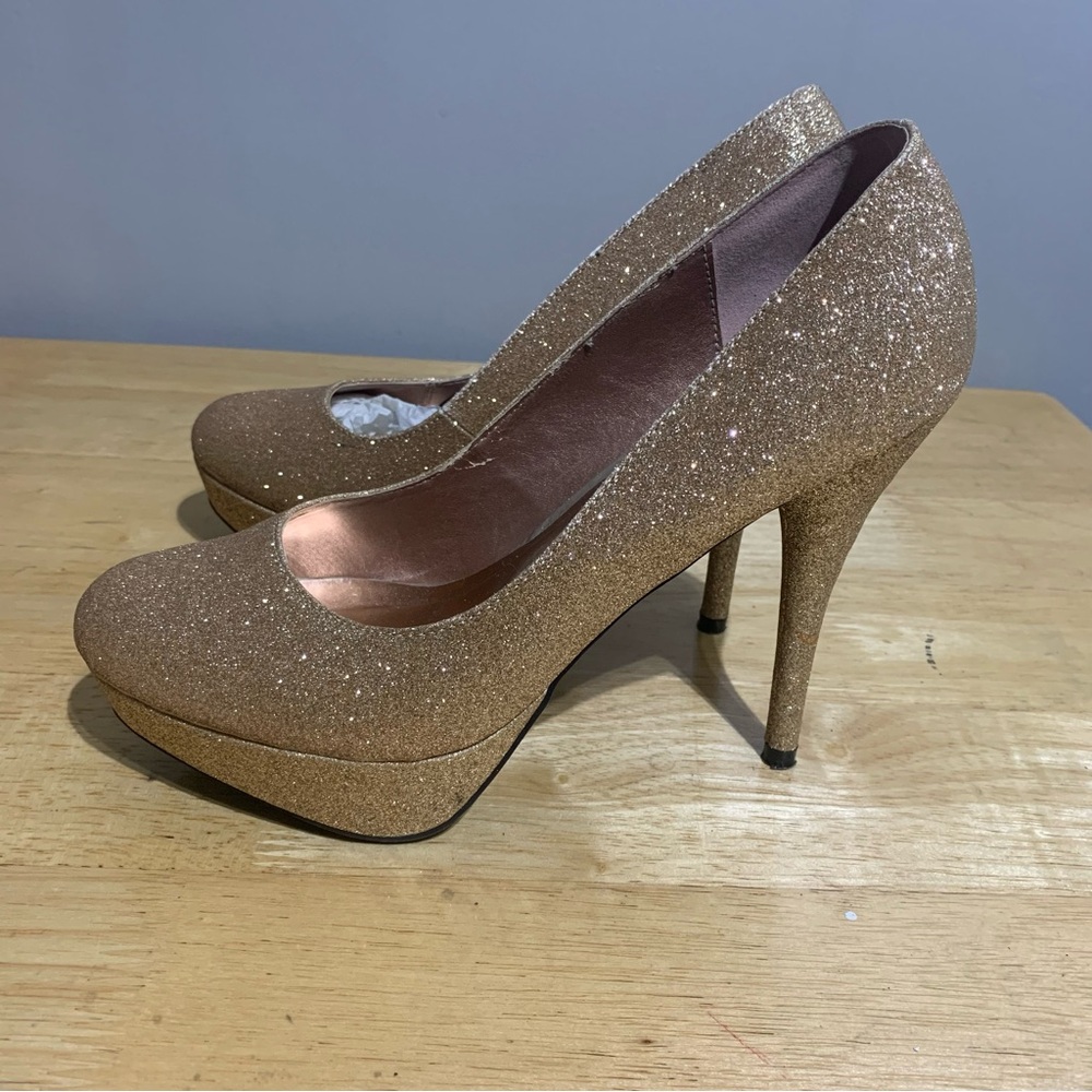 Sizzle  Gold Platform Stilettos Classic High Heels Pumps women Shoes‎ 9.5